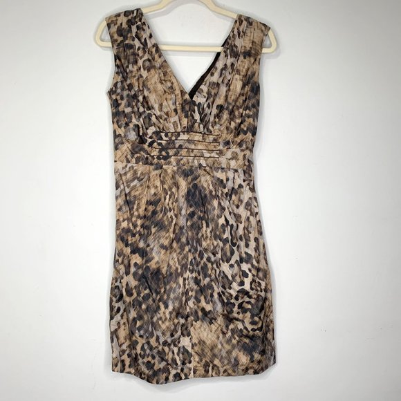 SUZI CHIN for Maggy Boutique Animal Print Sleeveless Sheath Dress‎ Sz 6P - Picture 2 of 9